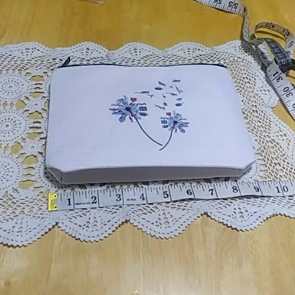 Abstract floral lined cosmetic,  makeup,  toiletry bag + Bonus